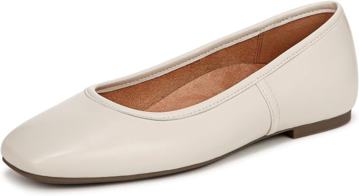 Vionic Women's Orinda Skimmers Ballet Flat - 7 Narrow, Cream Nappa